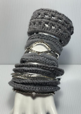 Usado, Conjunto de 5 joias boho chique empilhamento feito à mão pulseira prata cinza bling comprar usado  Enviando para Brazil