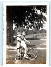 Vintage Photo 1940s, 2 Toddlers on same antique tricycle, 3.5 x 2.5 for sale  Shipping to South Africa