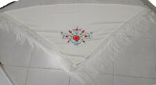 Cachecol branco poliéster triângulo estampa floral franja bordado flamenco 59"×29" comprar usado  Enviando para Brazil