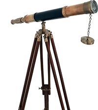 Telescópio antigo de couro preto suporte de madeira telescópios educacionais reais marinhos, usado comprar usado  Enviando para Brazil