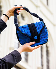 torebka damska, szydełko, handmade, praca ręczna, niebieska, czarna, , używany na sprzedaż  PL