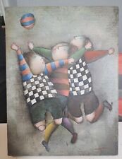 Joyce Robal Signed 3 Children Playing RUGBY Oil Painting Canvas British 1956 16" for sale  Shipping to South Africa