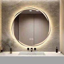 YOSHOOT Patterned 48.5cm Round Bathroom Mirror Wall Mounted with LED Light, used for sale  Shipping to South Africa