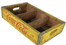 Vintage COCA-COLA Wooden Metal Yellow Soda Pop Crate Box Coke for sale  Shipping to South Africa