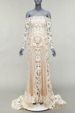 ZUHAIR MURAD Bridal 2015 Runway white pearl embellished wedding gown IT36 XXS for sale  Shipping to South Africa