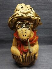 Vintage Hand Carved Coconut Tiki Monkey with Teeth Glasses Bar Decor Hawaiin for sale  Shipping to South Africa