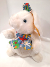 � Conejo de Pascua de felpa blanco con delantal de cabello de colores brillantes orejas amarillas 12" segunda mano  Embacar hacia Argentina