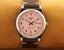 Reloj de pulsera vintage Seiko 5 automático rosa árabe japonés que funciona 37,5 mm  segunda mano  Embacar hacia Argentina