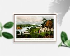 Used, Photo: Scenery of the upper Mississippi: an Indian village,River,canoe,1856-1907 for sale  Toledo