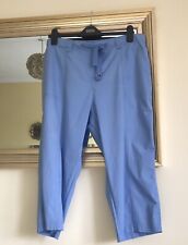Light Blue Cropped Cut Off Trousers. 100% Cotton. Elasticated Waist. Size 16 for sale  WALTHAM CROSS