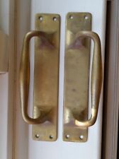 A PAIR OF VINTAGE BRASS DOOR PULL HANDLES 243mm X 48MM for sale  Shipping to South Africa