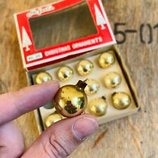 Vintage Lot 12 Mercury Glass Mini Christmas Bulb Ornaments W/box Gold Amber 20mm for sale  Shipping to South Africa