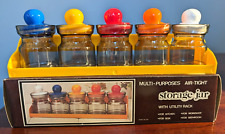 Frascos de armazenamento vintage de plástico hermético multicoloridos com rack utilitário amarelo comprar usado  Enviando para Brazil