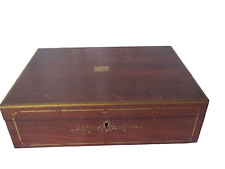 Antique Wood Travel Slope Writing Lap Desk Document Box Case Brown felt for sale  Shipping to South Africa