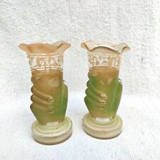 Vintage Glass Flower Vases Pair Hand Shaped 5 Old Decorative Collectible Japan for sale  Shipping to South Africa