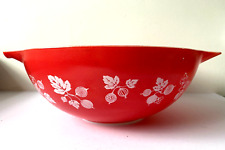 Vintage Pyrex Coral Gooseberry Red And White Mixing Bowl 35x25x11 for sale  Shipping to South Africa
