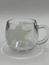 8 Nestle Nescafe World Globe Etched Glass Coffee Mugs Cups  vintage 1970s for sale  Shipping to South Africa
