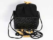 Mini bolsa vintage estilo massa FENDI preta cetim lacado cesta alça dupla comprar usado  Enviando para Brazil