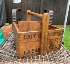 Vintage French Wooden Advertising Box crate Trug Plant Tub Cutlery Tray Handle for sale  Shipping to South Africa