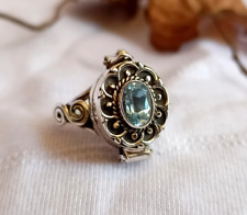 Anel veneno topázio azul, anel feito à mão de prata esterlina 925, anel de presente de aniversário comprar usado  Enviando para Brazil