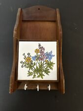 Llavero de madera para comestibles cocina azulejo de flor mariposa de colección montaje en pared segunda mano  Embacar hacia Argentina