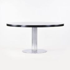 1970s Nicos Zographos 60 in Pedestal Dining Table Chromed Steel w Ebonized Wood for sale  Shipping to South Africa