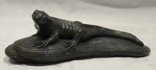 Vintage Signed 1983 Bronze Gecko On A Rock Sculpture By S. Hart # 138/1000, used for sale  Shipping to South Africa