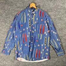 VINTAGE Ralph Lauren CHAPS Shirt All Over Print Canoe Kayak Paddle Size Medium for sale  Shipping to South Africa