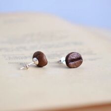 Handmade Coffee Beans Silver Ear Studs Earrings for sale  Shipping to South Africa