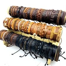 Wholesale 30pcs Genuine Leather Cuff Bracelets For Men Women Handmade Rope Tie for sale  Shipping to South Africa