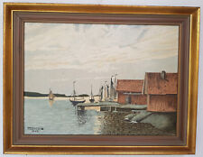 Ölgemälde Kunstwerk mit Rahmen Malerei Oil Painting Seefahrt Meer Boot 1945 Jahr comprar usado  Enviando para Brazil