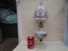 Stylish vintage painted glass table lamp with glass shade & cast iron stand  WOW for sale  Shipping to South Africa