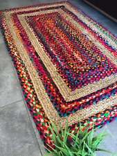 Rug Jute & Cotton Natural Handmade Rectangle Carpet Runner Braided Area Rugs for sale  Shipping to South Africa