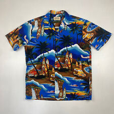 Camisa havaiana ROYAL Hawaiian Creations, azul, carros de palmeira feitos nos EUA, M comprar usado  Enviando para Brazil