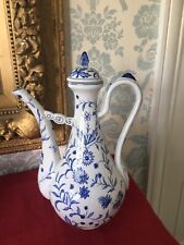 LARGE ORIENTAL BLUE AND WHITE FLORAL EWER/COFFEE POT for sale  Shipping to South Africa