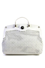 Furla Womens Leather Lasercut Detail Gold Tone Shoulder Handbag White, used for sale  Shipping to South Africa