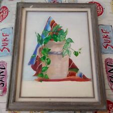 Vintage 24 X 30 Original Framed Boho Pothos Still Life Oil Painting On Canvas for sale  Shipping to South Africa