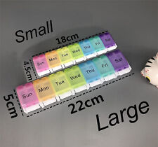 Caixa de pílulas semanais grande 7 dias colorida estojo de armazenamento tablet botão de remédio aberto comprar usado  Enviando para Brazil