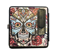 Estuche para cigarrillos Hippie Cráneo Flores Encendedor USB Recargable segunda mano  Embacar hacia Argentina