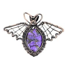 Used, Russian Charoite Butterfly And Wire Wrapped Handcrafted Copper Ethnic Gift 2.4" for sale  Shipping to South Africa