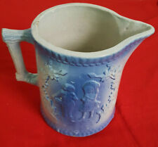 Antique Mid Nineteenth Century Blue Embossed Stoneware Pitcher. Courting Couple for sale  Shipping to South Africa