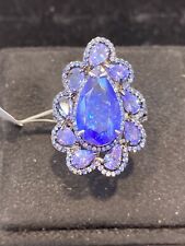 Used, NATURAL TANZNITE 17X10 TANZANITE SAPPHIRE DIAMOND CUT STERLING SILVER 925 RING for sale  Shipping to South Africa