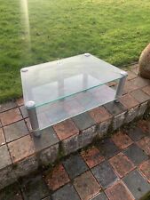 Używany, GLASS TV Table 2 Section Clear Stand 80cm Modern Computer Gaming Desk 5 Legs na sprzedaż  Wysyłka do Poland