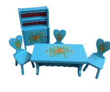 Antigo Conjunto de Móveis para Sala de Jantar para Casa de Bonecas Lundby Lisa Cadeiras de Mesa Azul Buffet Anos 70 comprar usado  Enviando para Brazil