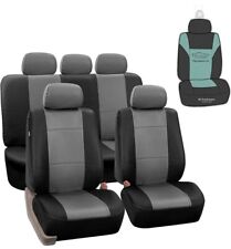 FH Group Racing PU Leather 1st & 2nd Row Black & Gray Seat Covers for sale  Shipping to South Africa