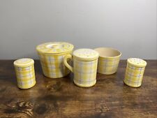 Vintage Ceramic Kitchen Set Yellow Plaid Canister And Shakers Made In Japan for sale  Shipping to South Africa