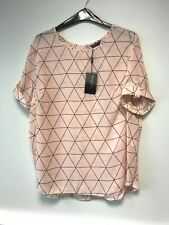 Marina Kaneva blouse shirt plus size 16 18 20 22/24 pink geometric short sleeve for sale  Shipping to South Africa