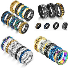 Women Men Chain Spinner Ring Titanium Fidget Band Anti Anxiety Finger Rings Lot for sale  Shipping to South Africa