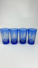 De colección Mini Corte a Mano Cristal Azul Vidrio Vaso Escultura Juego de 4 Piezas Antiguo, usado segunda mano  Embacar hacia Argentina