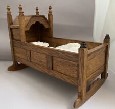 Wooden Antique 9.5” Small Dolls Cot / Crib/ Rocking Cradle for sale  Shipping to South Africa